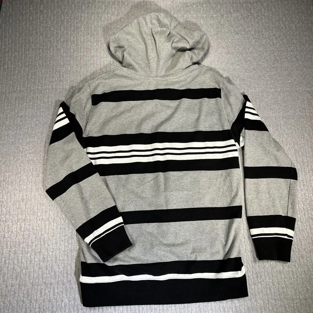 AMERICAN EAGLE thick‎ striped Y2K 90s mens hoodie size L black, and gray